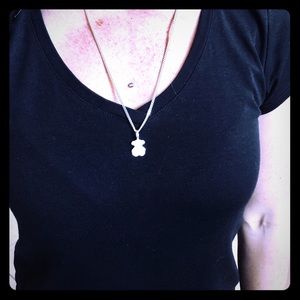 TOUS Sterling silver & Onyx/Mother of Pearl Teddy